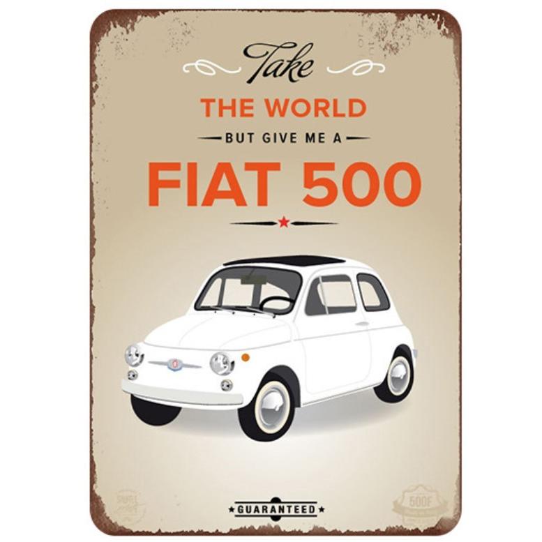 FIAT フィアット 500 車 レトロ調 メタルサイン アメリカ雑貨 ブリキ