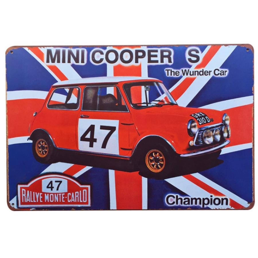 mini cooper S ミニ クーパー☆レトロ調☆メタルサイン