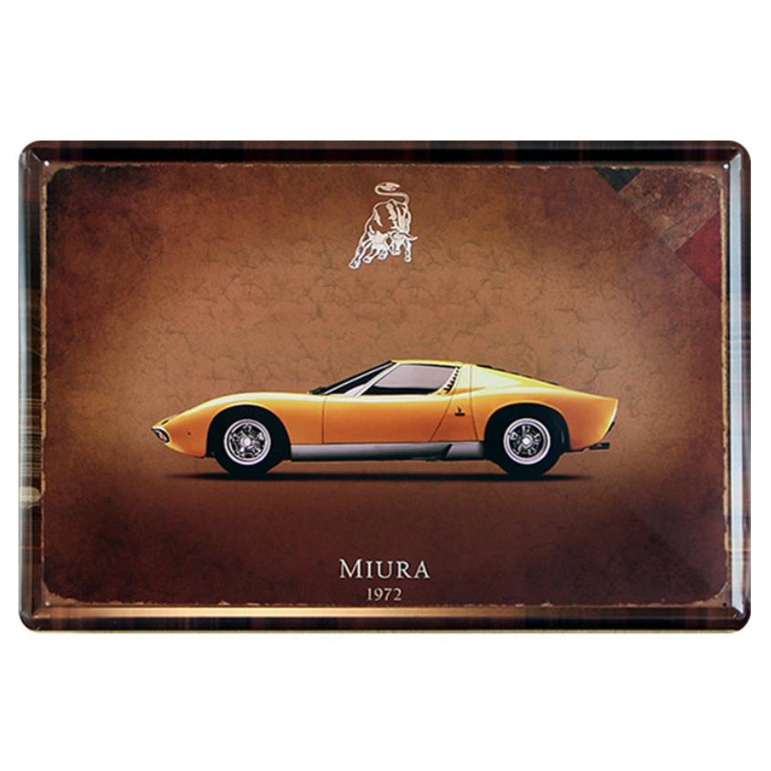 ランボルギーニ・ミウラ 1972 車 ☆レトロ調☆メタルサイン アメリカン 