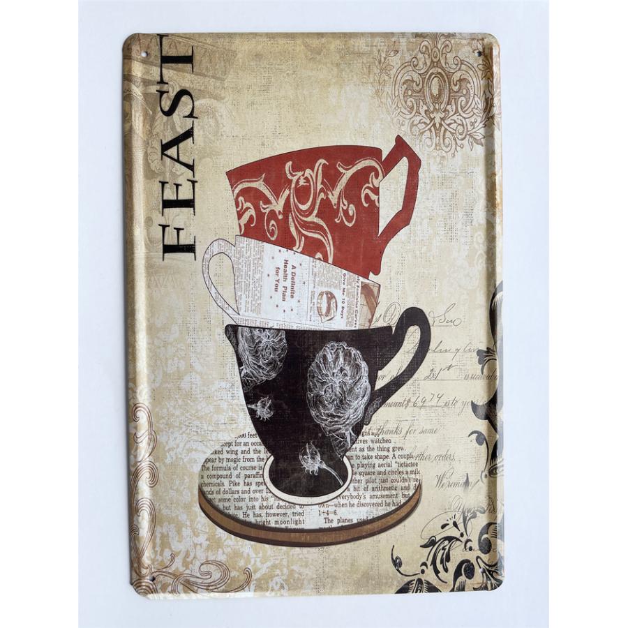 feast coffee コーヒー 紅茶 コップ☆レトロ調☆メタルサイン