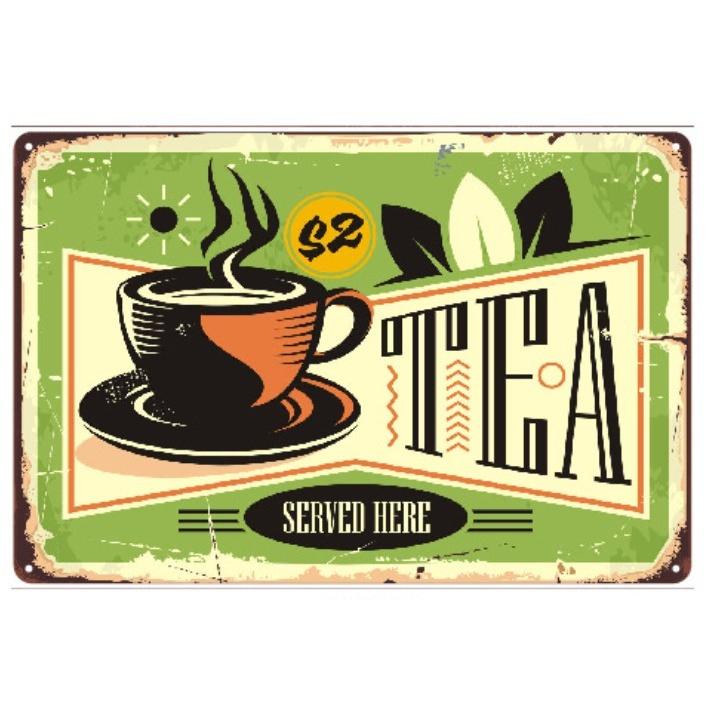 TEA お茶 ティー ☆レトロ調☆メタルサイン アメリカン雑貨 ブリキ看板