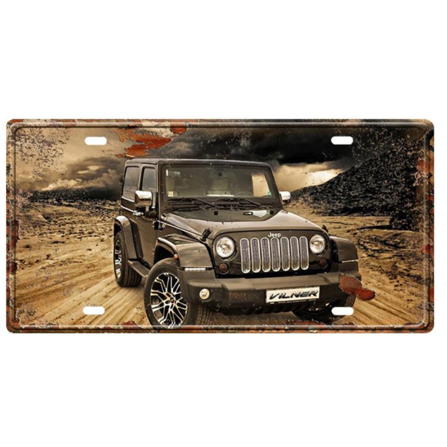 jeep ジープ ナンバープレート型 アメリカ雑貨 メタルサイン ☆レトロ