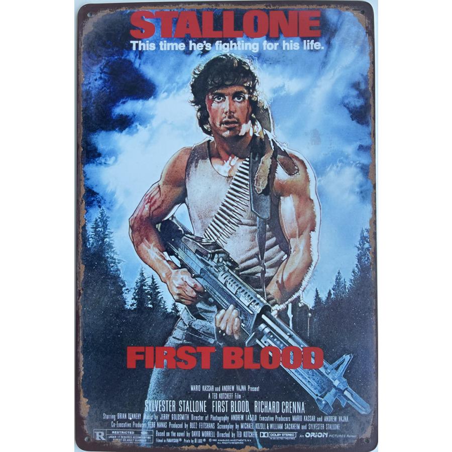 ランボー First Blood 映画ポスター アメリカ雑貨 レトロ調 メタルサイン ブリキ看板 インテリア x30cm Tp Dy265 Eiwaヤフー店 通販 Yahoo ショッピング