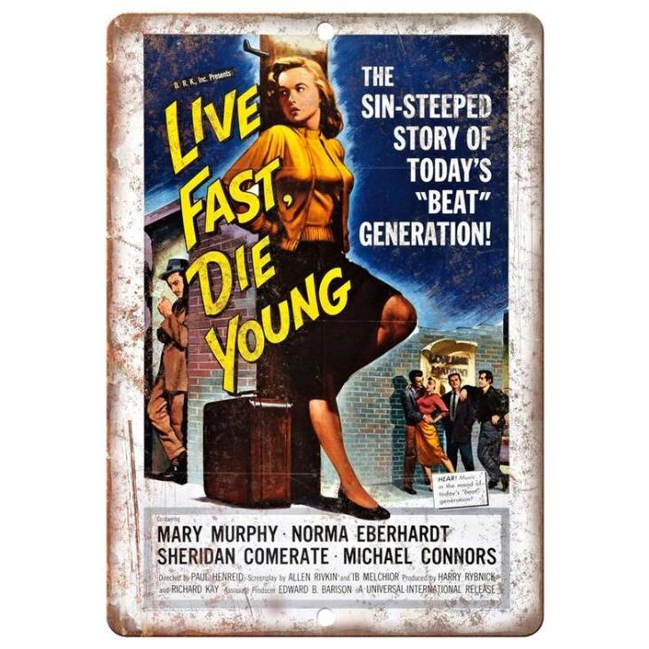 Live Fast、Die Young』 1958年映画ポスター アメリカ雑貨 メタル