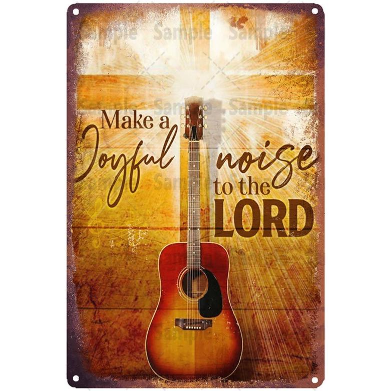 英文柄 音楽 ギター アメリカ雑貨 壁飾り インテリア レトロ調 ブリキ