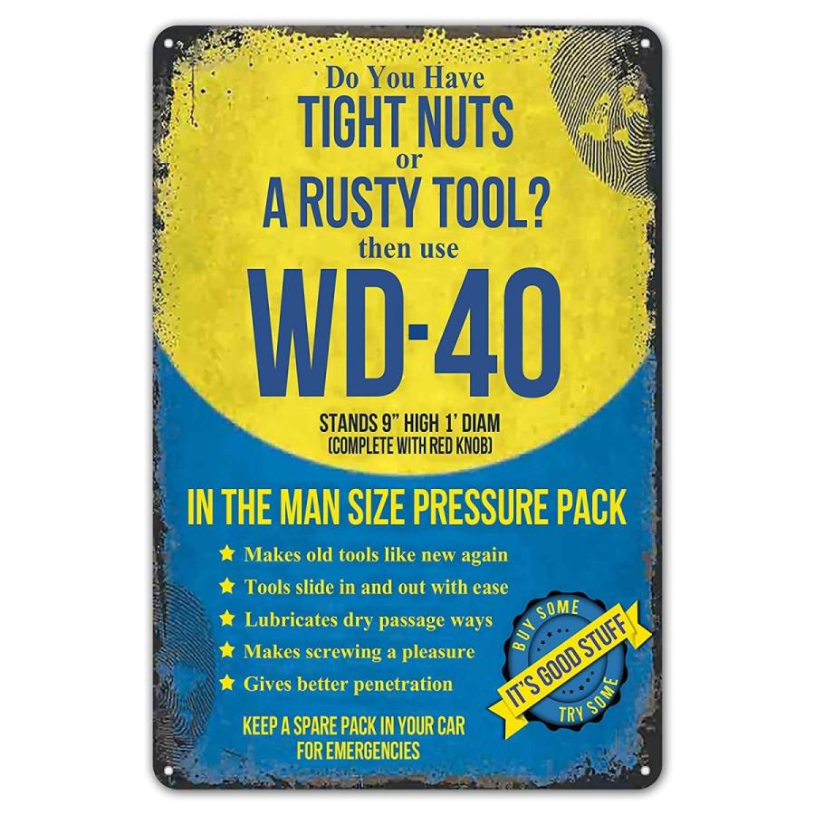 WD-40 防錆潤滑剤 ガレージ エンジンオイル 工業風 メタルサイン TIN