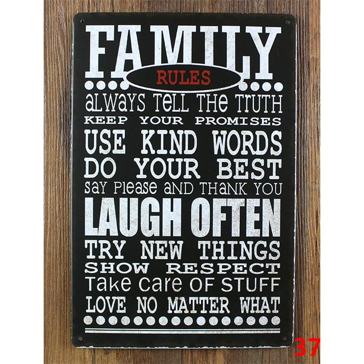 ファミリールール FAMILY RULES 看板 アメリカ雑貨☆レトロ調
