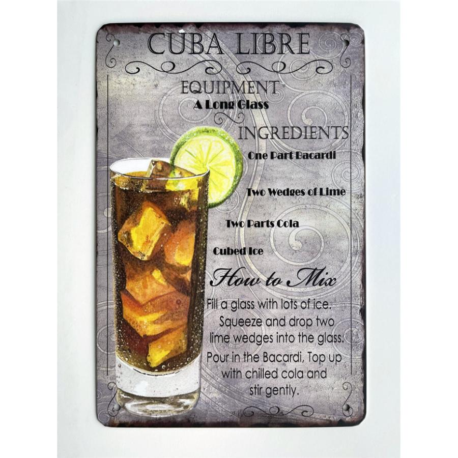 キューバ・リブレ Cuba libre カクテル☆レトロ調☆アメリカンブリキ