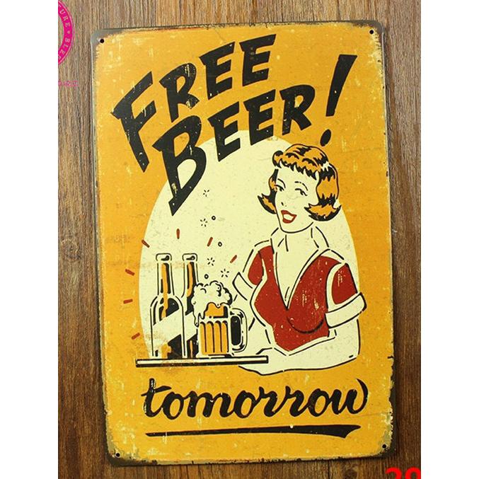 free beer ビール☆アメリカ雑貨 レトロ調 ブリキ看板 /飾り/バー