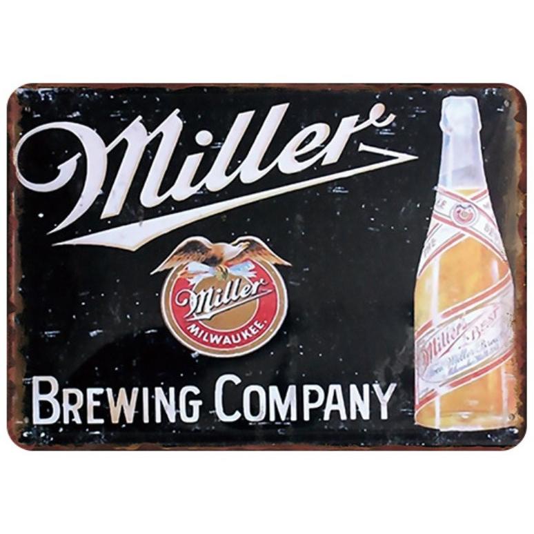 【Miller/ミラー】ビンテージ看板 インテリア ミラー Miller ビール☆アメリカ雑貨 レトロ調 ブリキ看板 /飾り/バー