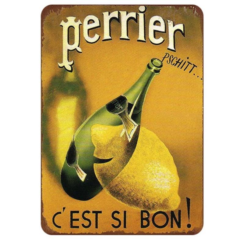 ペリエ (Perrier) 炭酸水☆メタルサイン レトロ調 アメリカブリキ看板 