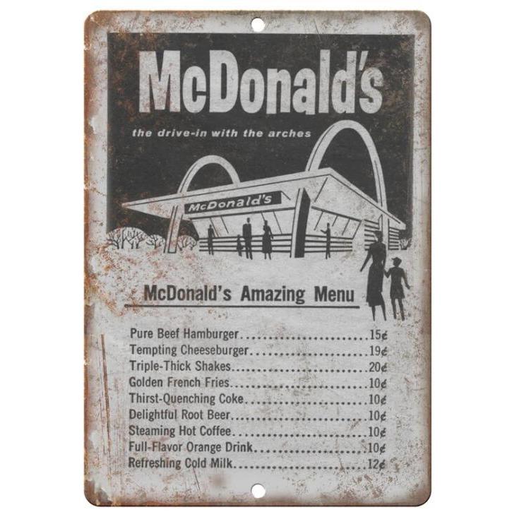 マクドナルド メニュー マック☆メタルサイン レトロ調 アメリカブリキ