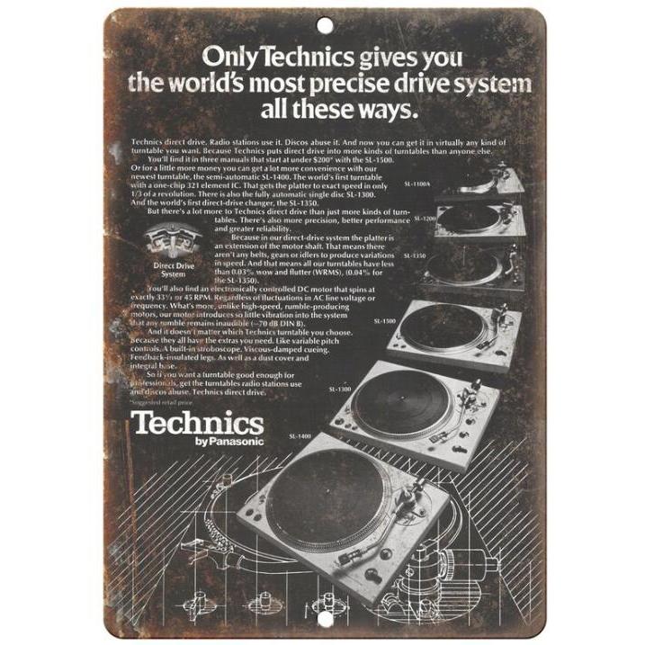Technics テクニクス レコードプレーヤー ポスター☆レトロ調☆ブリキ