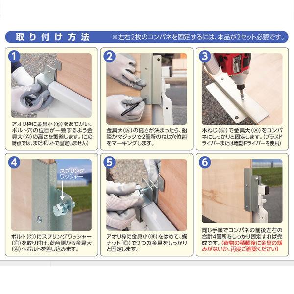 軽トラ　アオリハイサポート　金具2組　 軽トラ コンパネ固定金具 アオリハイサポート2袋セット / AHS-0001B2