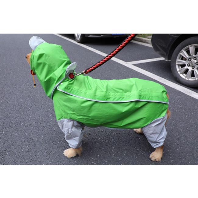 ペット犬用レインコート ポンチョ 大型犬向け 着せすい カッパ 春夏