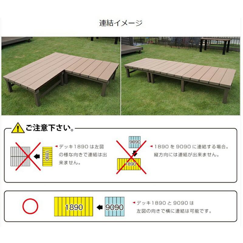 ①ウッドデッキ 人造木アルミ 連結デッキ 1890×900×400mm高さ調節可 【