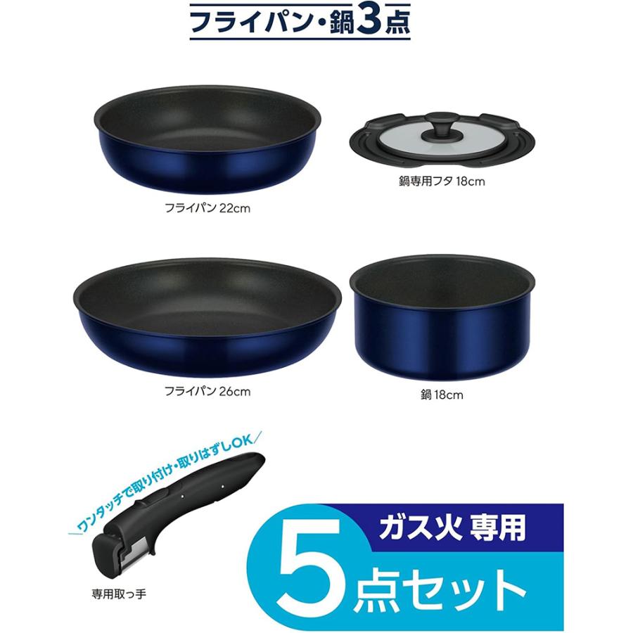 【新品】5点セット ディープブルー デュラブルコート 鍋フライパン サーモス デュラブルシリーズ サーモス 取っ手のとれるフライパン5点セット