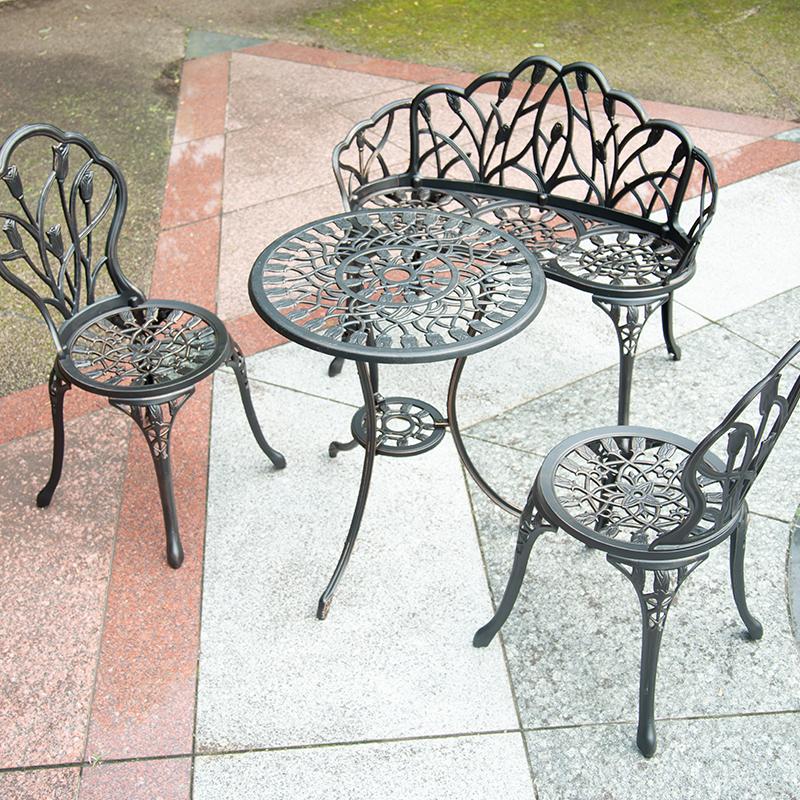 アルミガーデンテーブル 豪華4点セット アンティークブラック ガーデンチェア ガーデンベンチ 送料無料 アルミガーデンテーブルセット s Ejoy Paypayモール店 通販 Paypayモール