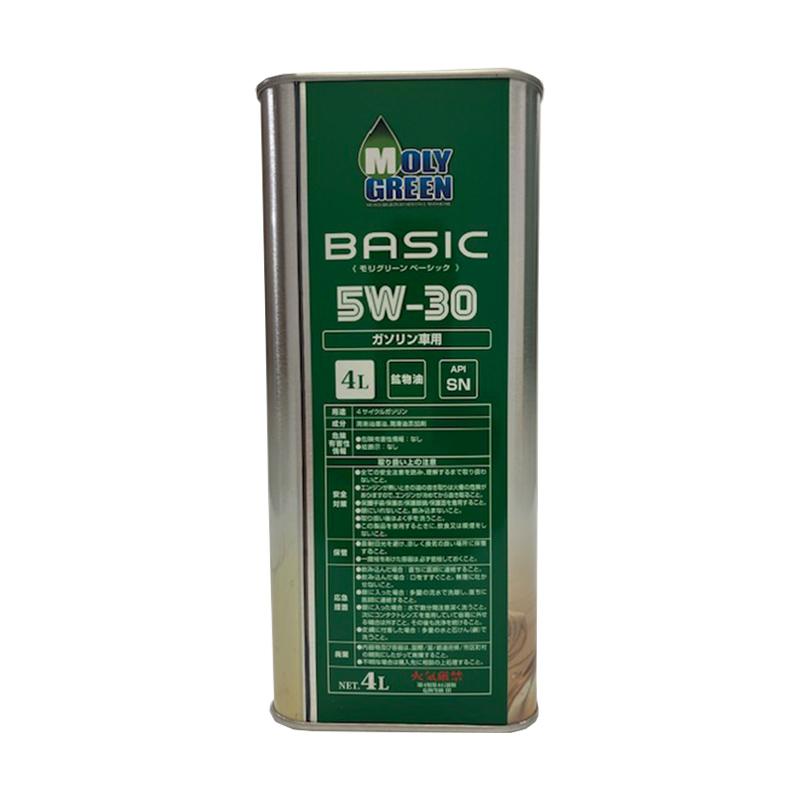 MOLY GREEN BASIC 5W-30 4L 2缶セット モリグリーン BASIC ベーシック 5W30 4L SN 鉱物油 ガソリン車用