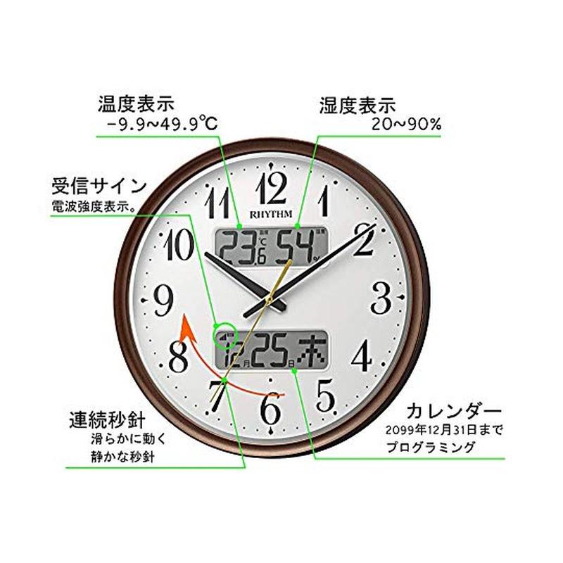 RHYTHM CITIZEN シチズン 掛け時計 電波時計 アナログ 連続秒針 温度