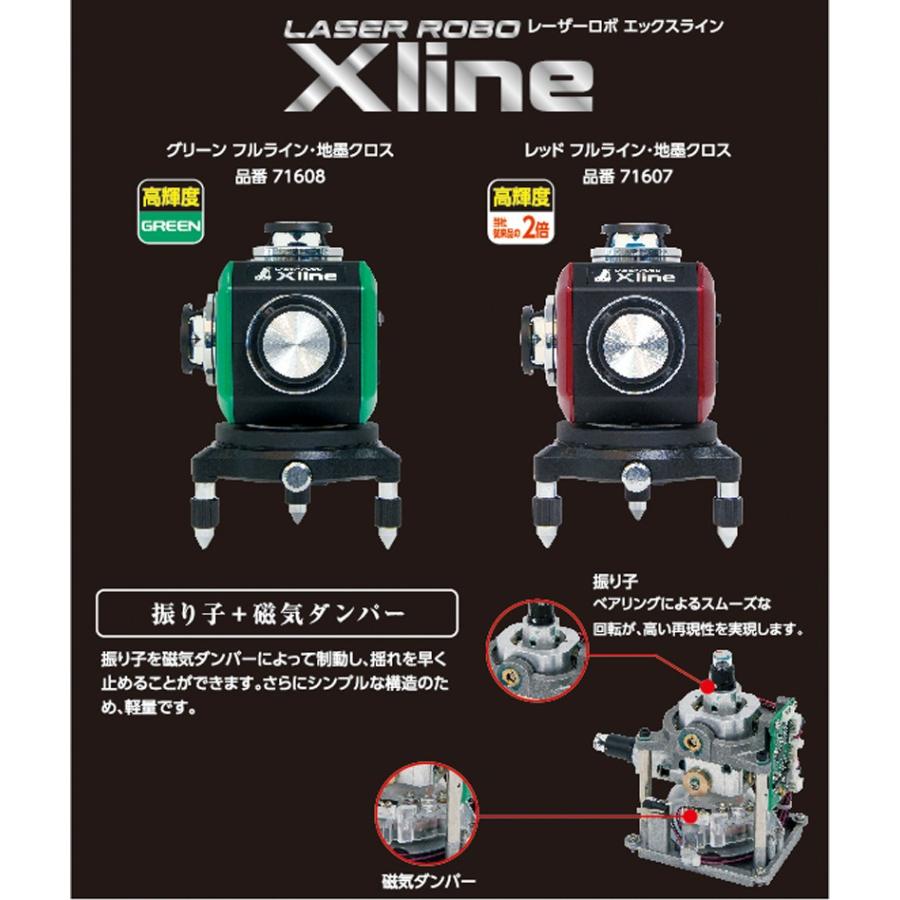 シンワ測定 レーザー 墨出し器 LASER ROBO Xline (レーザーロボ エックスライン) グリーン フルライン・地墨クロス 送料無料｜ejoy｜04