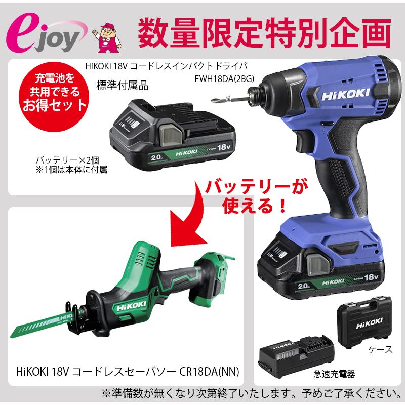 数量限定特別セット HiKOKI 18V コードレス インパクトドライバ ＋ 18V コードレスセーバソー CR18DA(NN) 4966376400560 4966376333998｜ejoy｜02