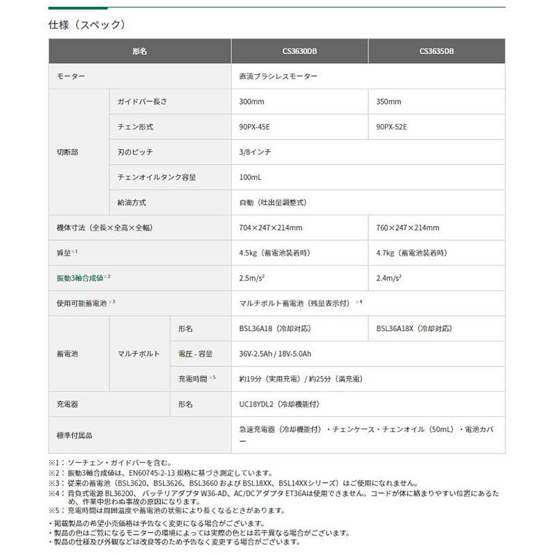 HiKOKI ハイコーキ コードレス チェンソー 36V 充電式 350mm HiKOKI ハイコーキ コードレス チェンソー 36V 充電式 350mm