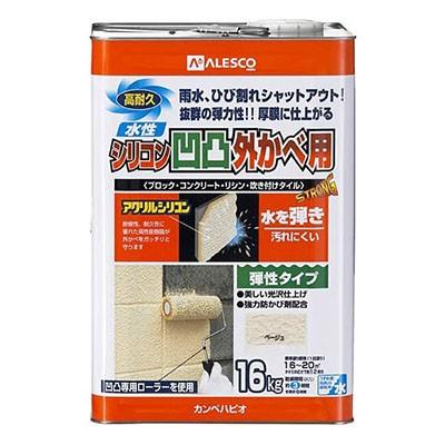 カンペハピオ　水性　シリコン　スレート　コンクリート　16K　リシン壁　ベージュ　モルタル　凹凸　ブロック　外壁用塗料　（塗りやすい　吹き付けタイル）