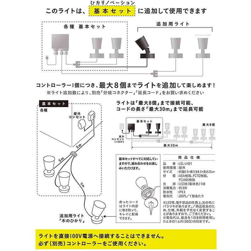 タカショー ひかりノベーション 木のひかり 追加用ライト LGL-LH01 4975149756957 （ 明るい ガーデニング 照明 ライトアップ 屋外 間接照明 ）｜ejoy｜02