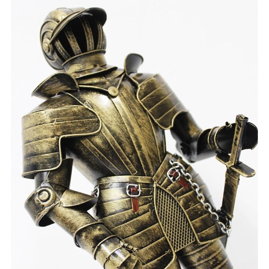 西洋甲冑人形　約幅18CMX奥行12CMX高さ47CM ゴールド (西洋　甲冑　鎧　兜 レプリカ アンティーク調 中世の騎士 ヨーロッパ）