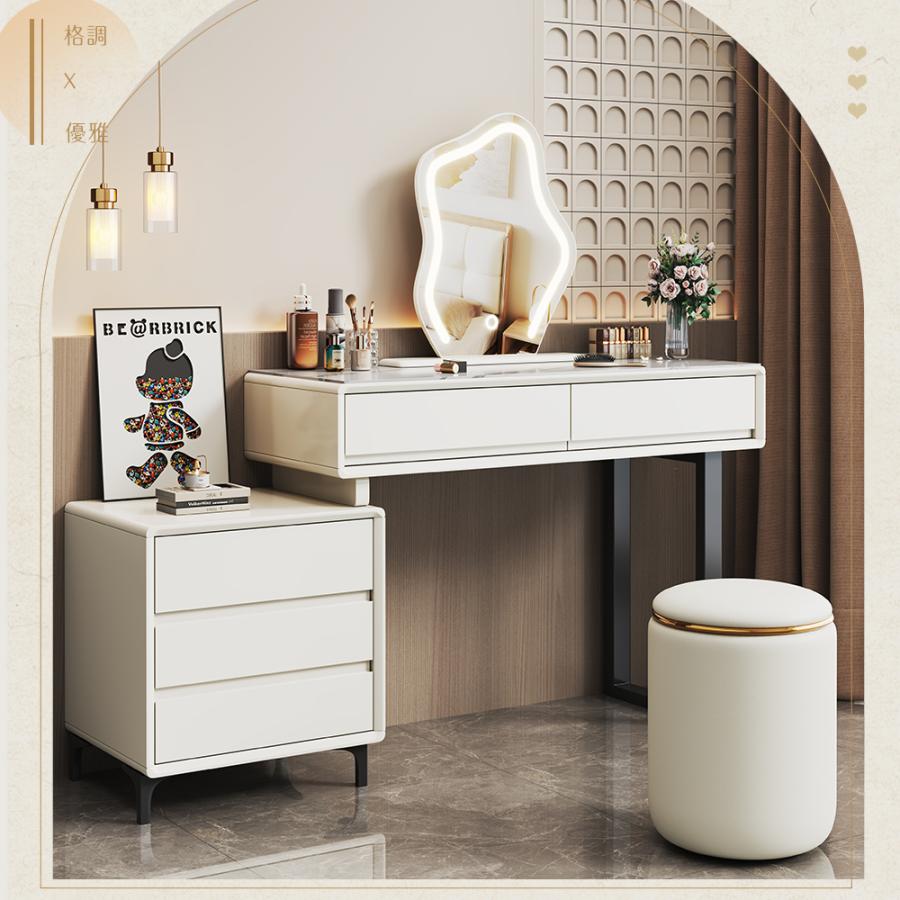 【限定セール】新品ドレッサー 岩盤天板 鏡台　女優ミラー 大容量収納 ドレッサー 特大 4点セット 100cmテーブルセット チェアー付き