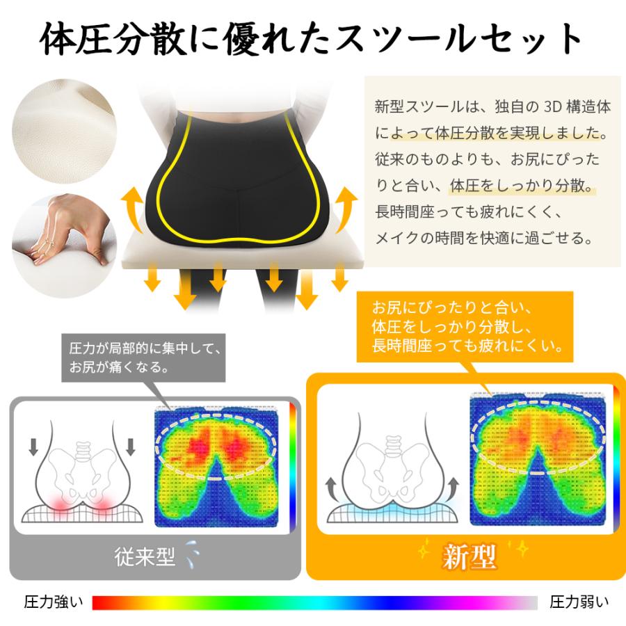 ドレッサーセット スライド鏡 大容量収納 女優ミラー LEDライト 3色+10