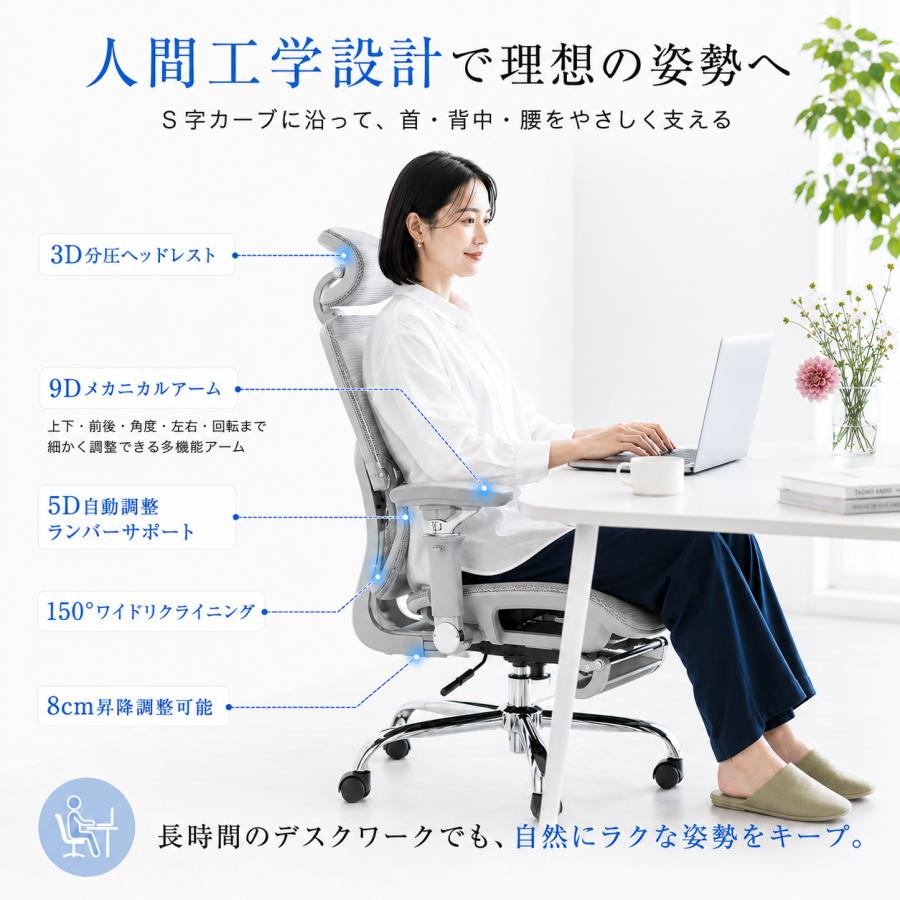 オフィスチェア 人間工学チェア デスクチェア 椅子 チェア 在宅ワーク テレワーク リモートワーク 腰痛対策 長時間作業 疲れにくい 快適生活 ヘッドレスト付き |  | 02