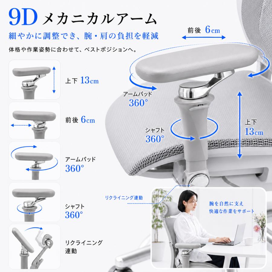 オフィスチェア 人間工学チェア デスクチェア 椅子 チェア 在宅ワーク テレワーク リモートワーク 腰痛対策 長時間作業 疲れにくい 快適生活 ヘッドレスト付き |  | 03