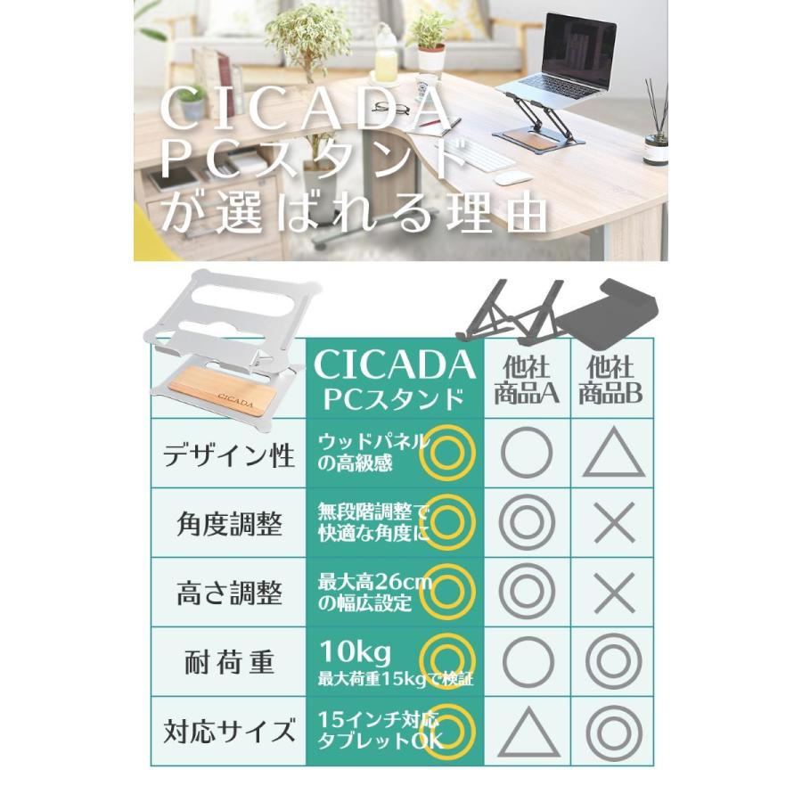 ノートパソコンスタンド ノートPCスタンド 折り畳み アルミ ラップトップスタンド 角度自由 CICADA｜ek-hirano｜15