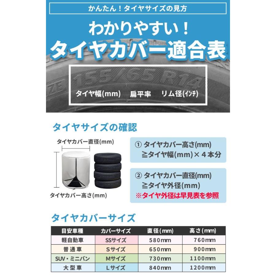 タイヤカバー 屋外 防水 進化版 止水ファスナー採用 4本 紫外線