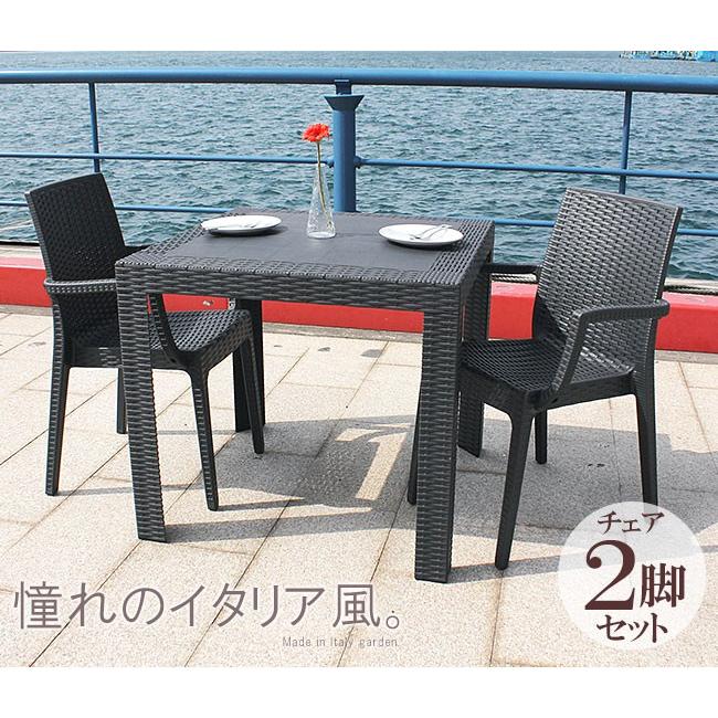 ガーデンチェアー 2脚セット 肘付き イス リゾート アジアン チェアー