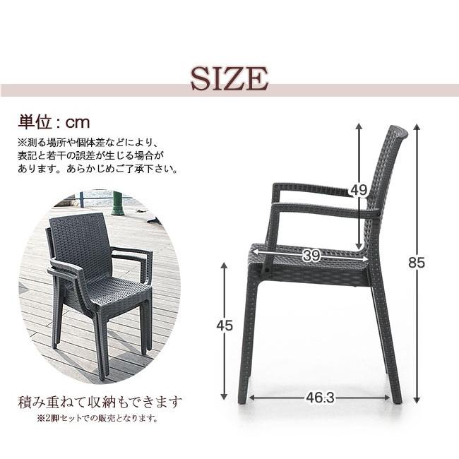 ガーデンチェアー 2脚セット 肘付き イス リゾート アジアン チェアー