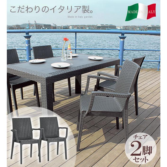 ガーデンチェアー 2脚セット 肘付き イス リゾート アジアン チェアー 