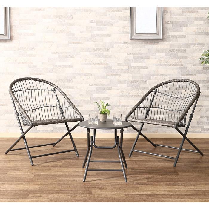 イケア（IKEA） ガーデンセット 3点セット ラタン調 ベランダ テーブル