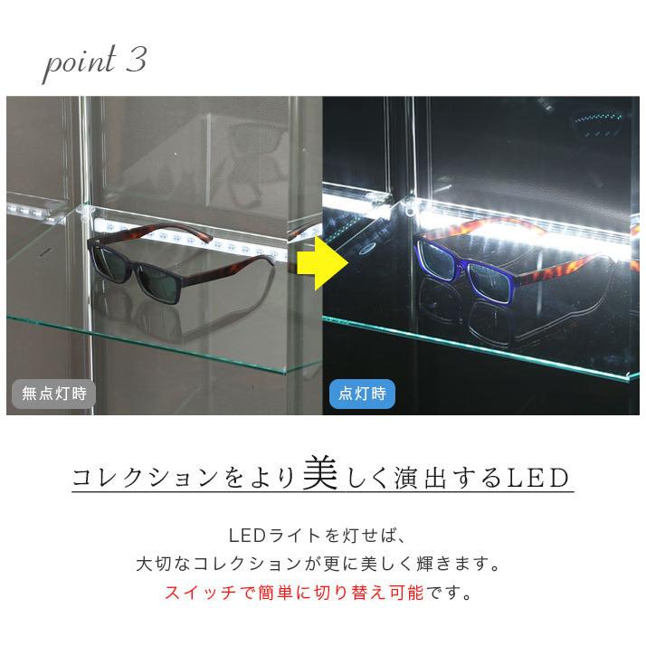 コレクションケース LED ガラス製 4段 幅40cm ガラスコレクションケース フィギュア 棚 雑貨 ワイン 小物 飾り ラック LEDライト 収納ラック フィギュア 収納棚｜ekagulife｜07