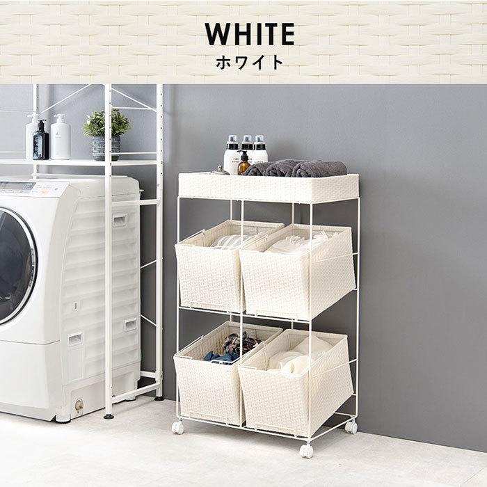 ランドリーバスケット 3段 幅56 大容量 角型 洗濯カゴ おしゃれ ラタン