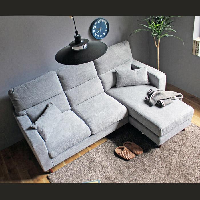 カウチソファー カウチソファ 3人掛け ファブリック コーナーソファー