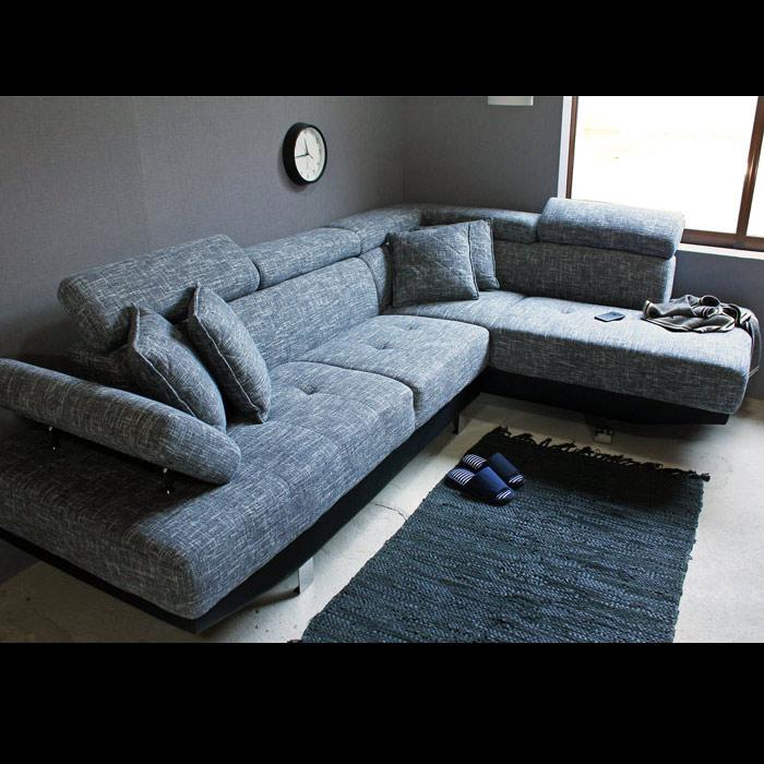 ②右部分　カウチソファ　コーナーソファ　3〜5人掛け カウチソファー コーナーソファー 3人掛け ファブリック L字ソファー