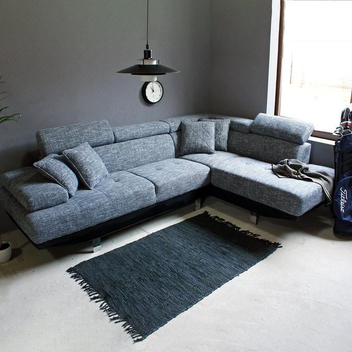 カウチソファー コーナーソファー 3人掛け ファブリック L字ソファー