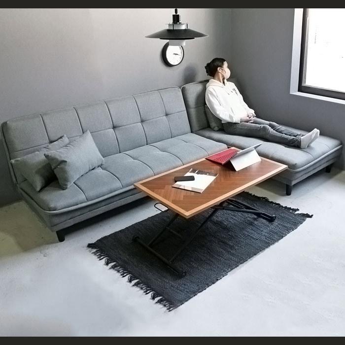 カウチソファー ソファベッド コーナーソファー クッション付き ワイド