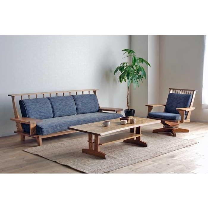 KIWAMI WAZA 極 ワザ パーソナル回転ソファ両肘 タモ材YOW色 生地