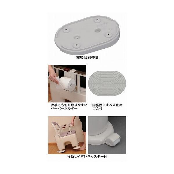 パナソニック 樹脂製ポータブルトイレ座楽 ラフィーネ ソフト便座タイプ 前傾後傾脚ゴム付き PN-L30202 介護用品_3