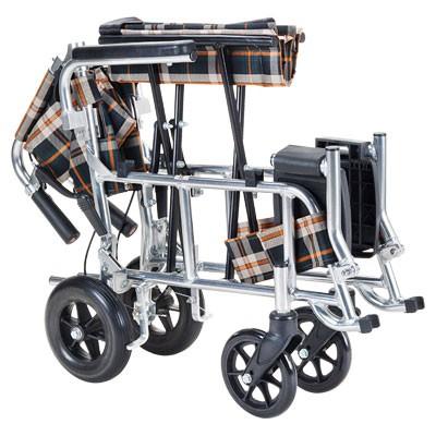 車椅子 車イス 介助式 代引き不可 コンパクト車いす PIRO Nピロエヌ PR-501 茶チェック マキライフテック 介助用 折り畳み コンパクト 