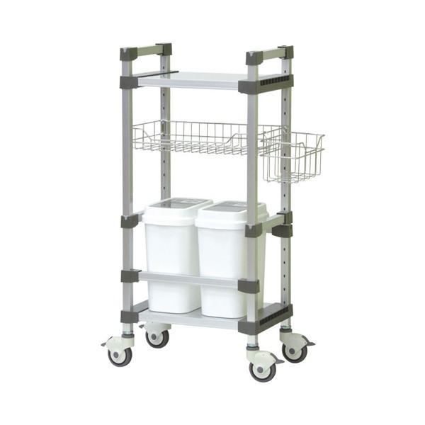 (代引き不可) オムツ交換ワゴン OMT-2 シルバー シンドー (介護 施設 ワゴン キャスター) 介護用品